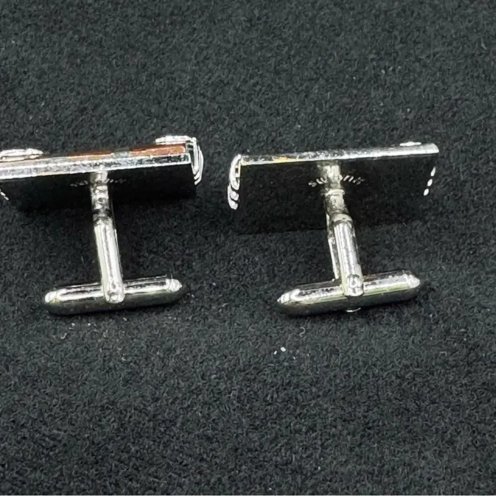 Swank Cufflinks Rosewood with Silver Toned Inlay Art Deco